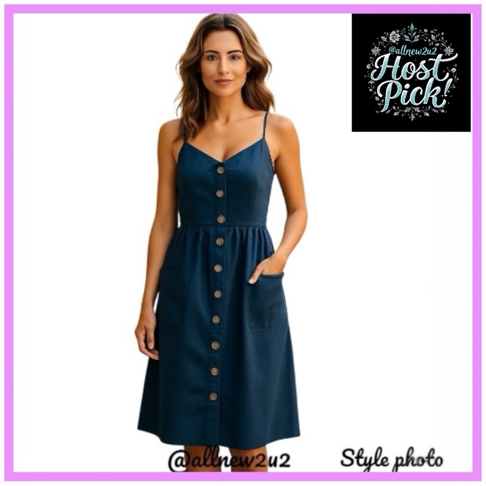 Mlle Gabrielle Denim Top V Neck Dress Size 2X 100% Cotton